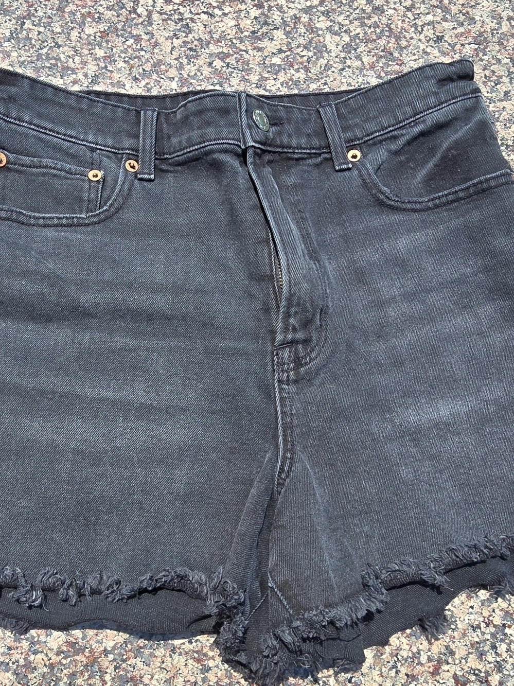 American Eagle Outfitters Black Frayed Hem Denim Shorts